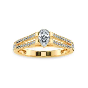 0.30ts. Pear Cut Solitaire Diamond Split Shank 18K Yellow Gold Ring JL AU 1183Y