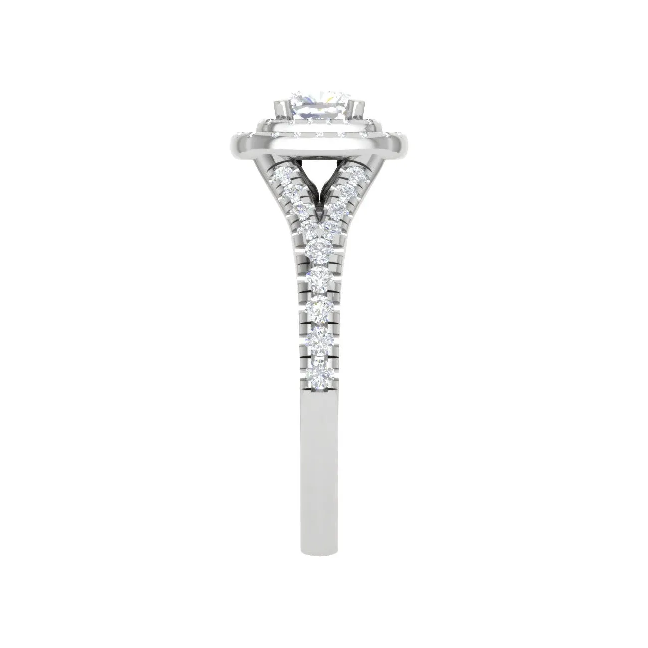 0.50 cts. Cushion Solitaire Double Halo Split Shank Platinum Ring JL PT RH CU 179
