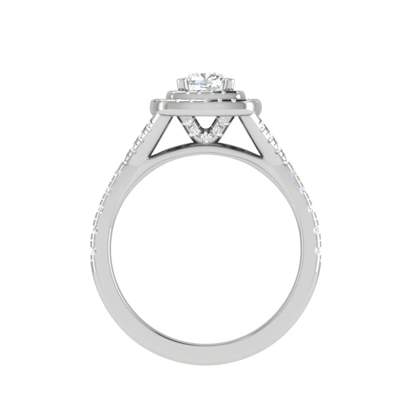 0.50 cts. Cushion Solitaire Double Halo Split Shank Platinum Ring JL PT RH CU 179