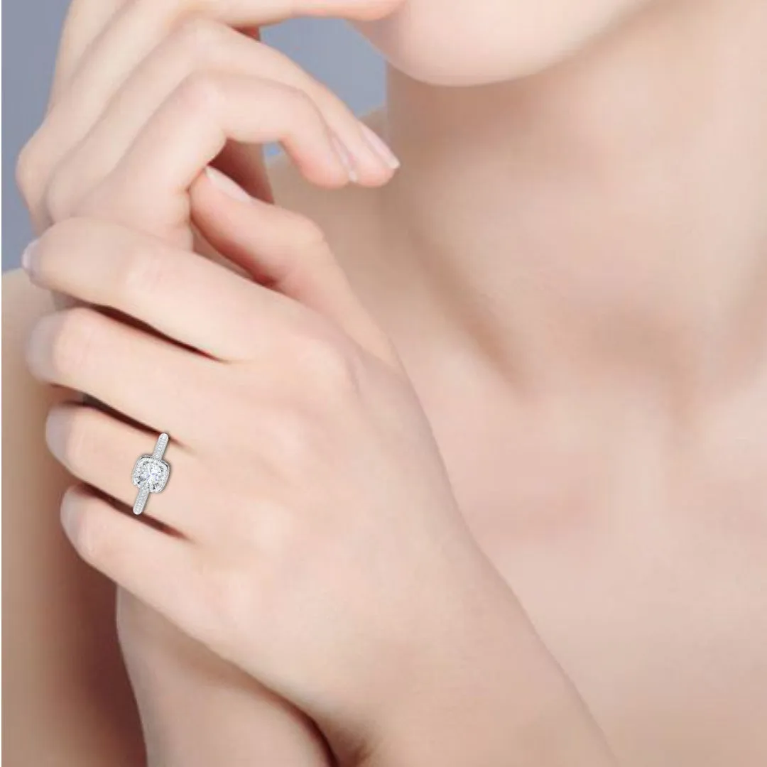 0.50 cts Double Square Diamond Split Solitaire Platinum Ring JL PT RH RD 231