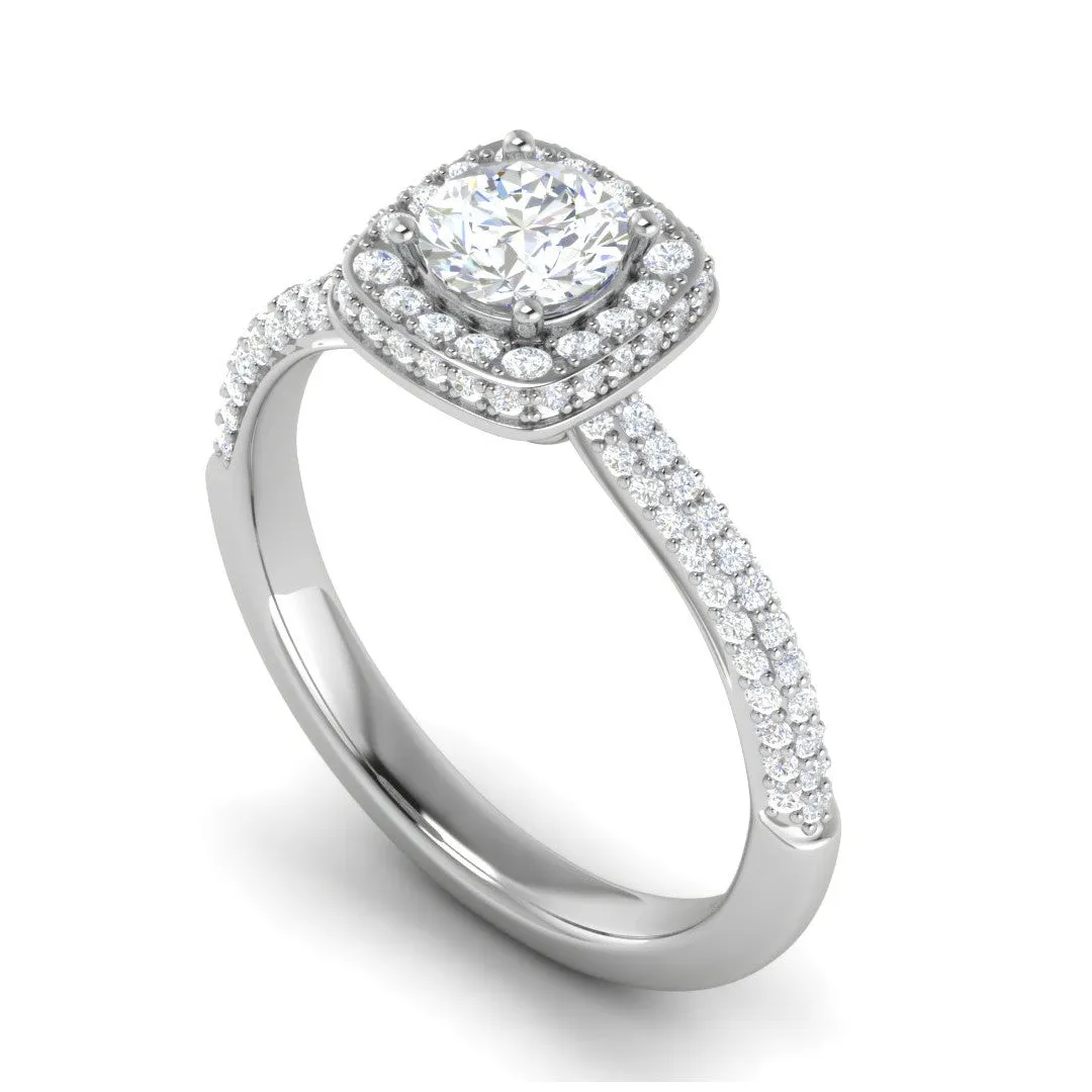 0.50 cts Double Square Diamond Split Solitaire Platinum Ring JL PT RH RD 231