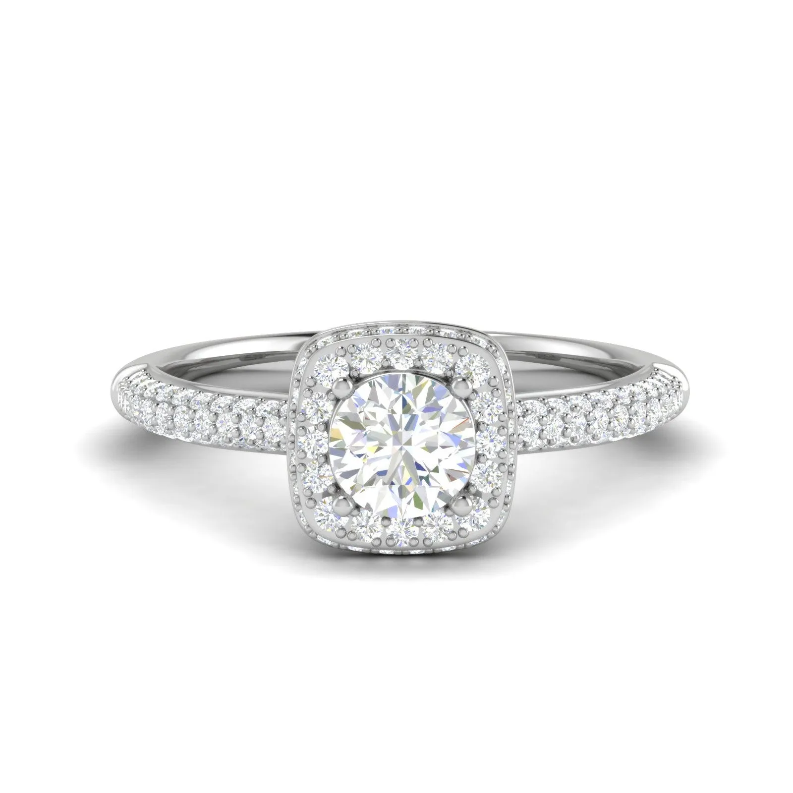 0.50 cts Double Square Diamond Split Solitaire Platinum Ring JL PT RH RD 231