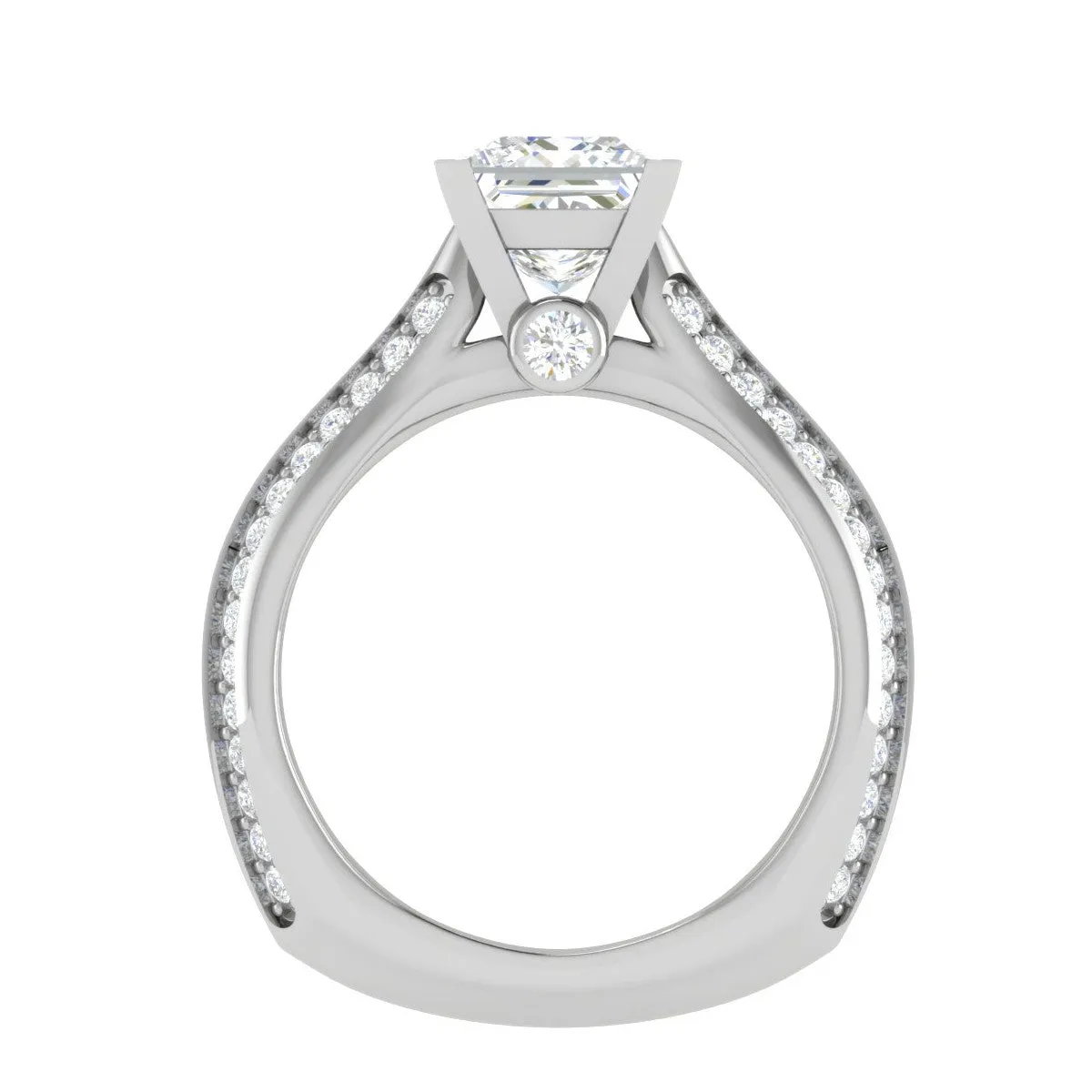 0.50 cts. Princess Cut Diamond Shank Platinum Solitaire Engagement Ring JL PT RP PR 107