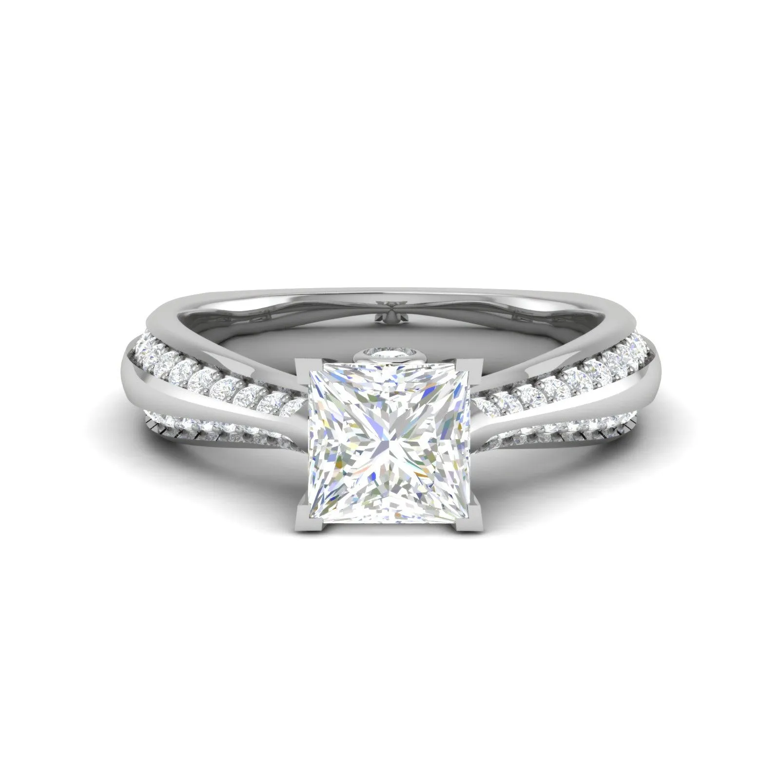 0.50 cts. Princess Cut Diamond Shank Platinum Solitaire Engagement Ring JL PT RP PR 107