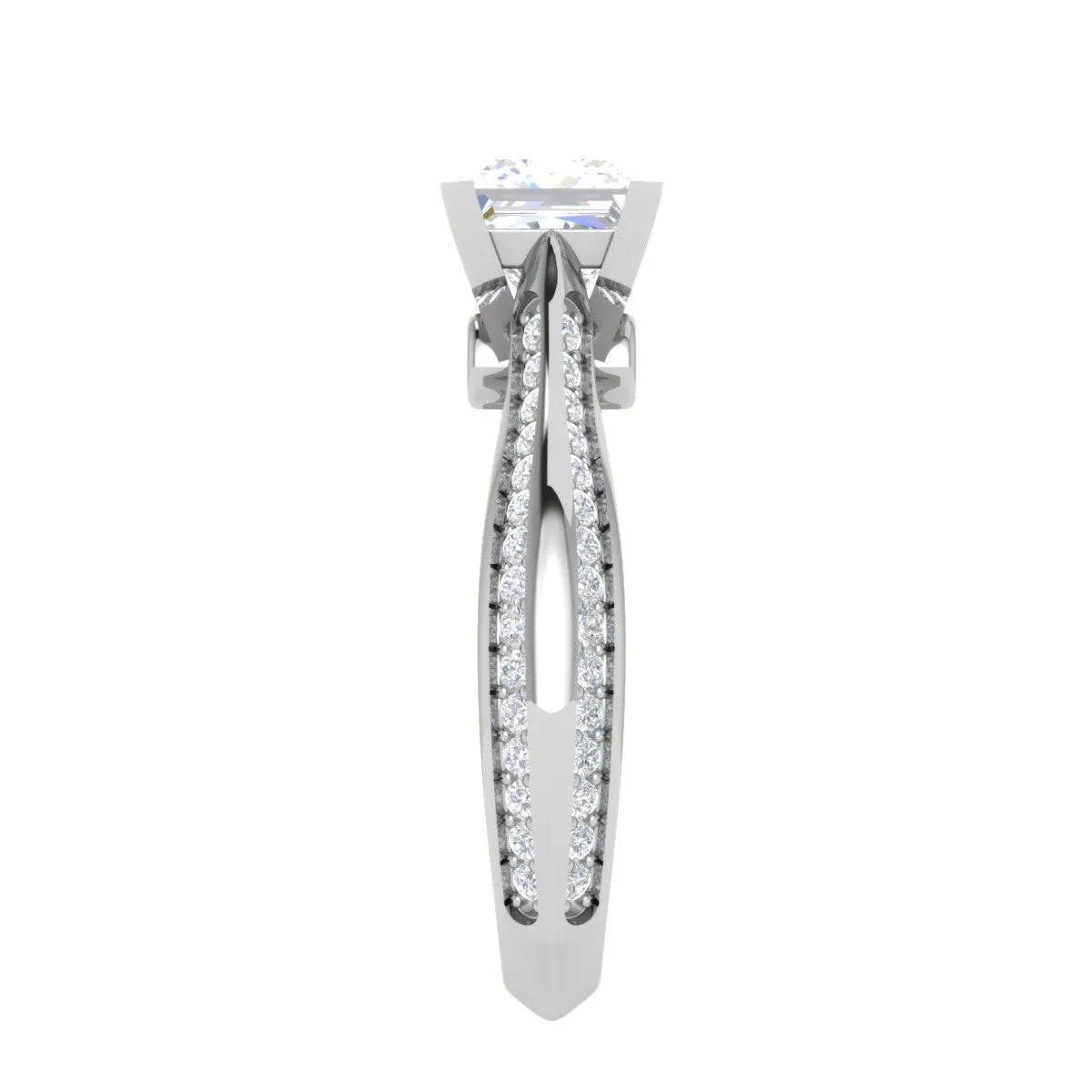 0.50 cts. Princess Cut Diamond Shank Platinum Solitaire Engagement Ring JL PT RP PR 107