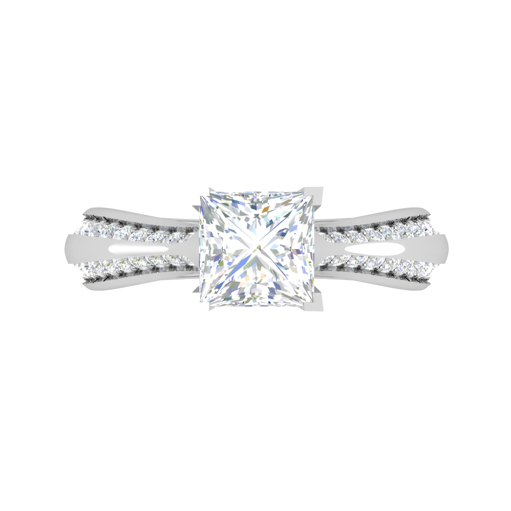 0.50 cts. Princess Cut Diamond Shank Platinum Solitaire Engagement Ring JL PT RP PR 107