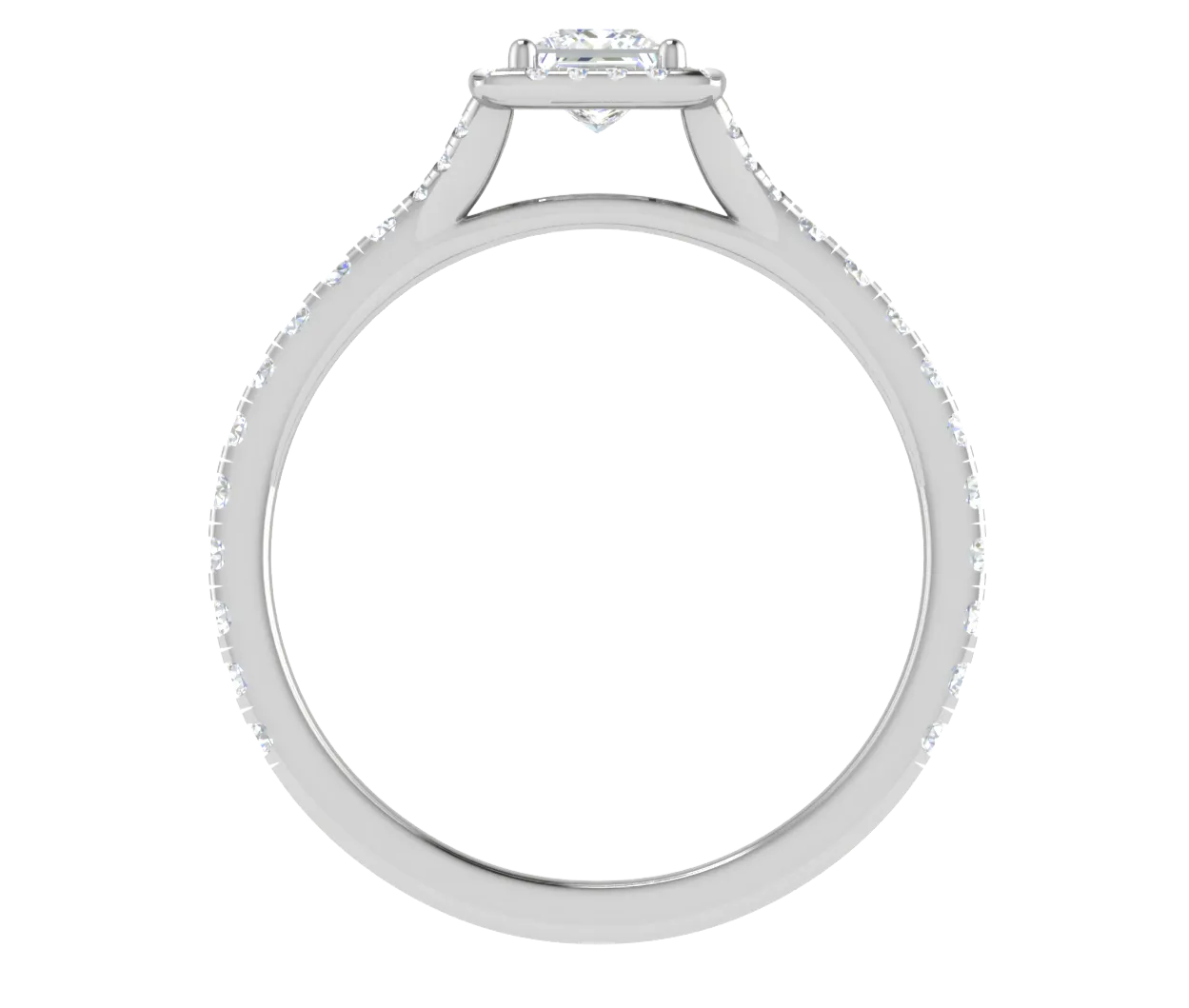 0.50 cts Princess Cut Solitaire Square Halo Shank Platinum Ring JL PT RH PR 195