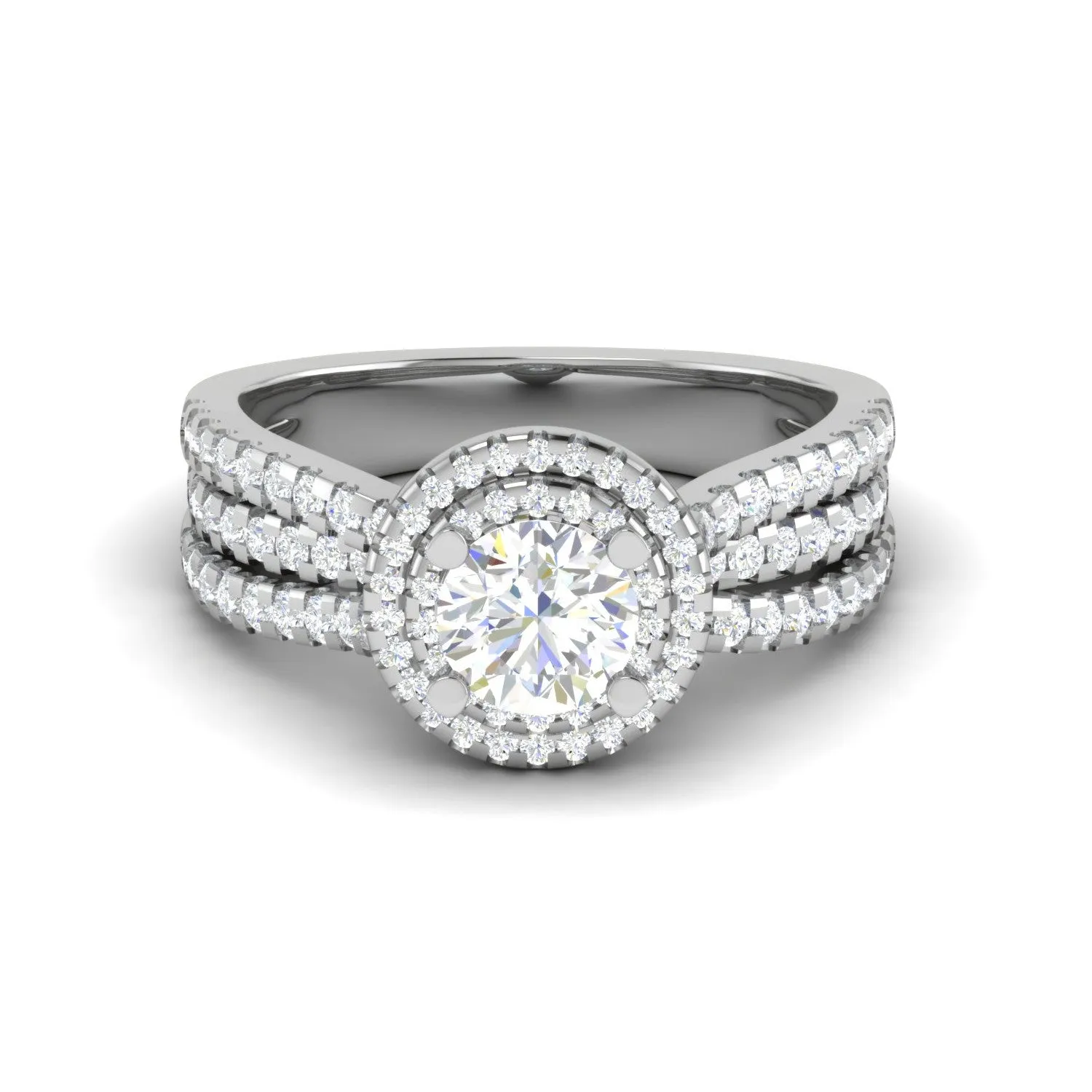 0.50 cts Solitaire Double Halo Diamond Split Shank Platinum Ring JL PT RH RD 214