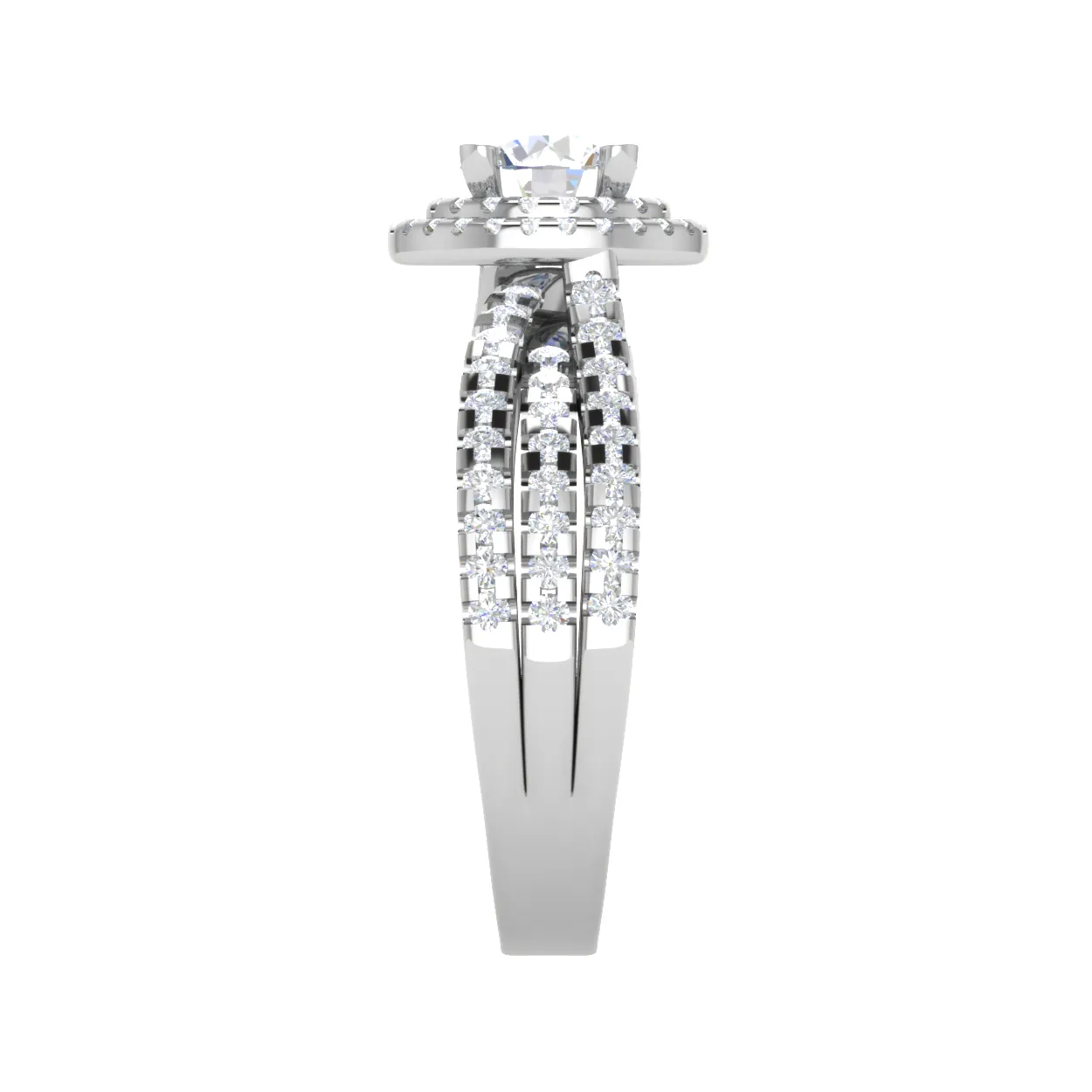 0.50 cts Solitaire Double Halo Diamond Split Shank Platinum Ring JL PT RH RD 214