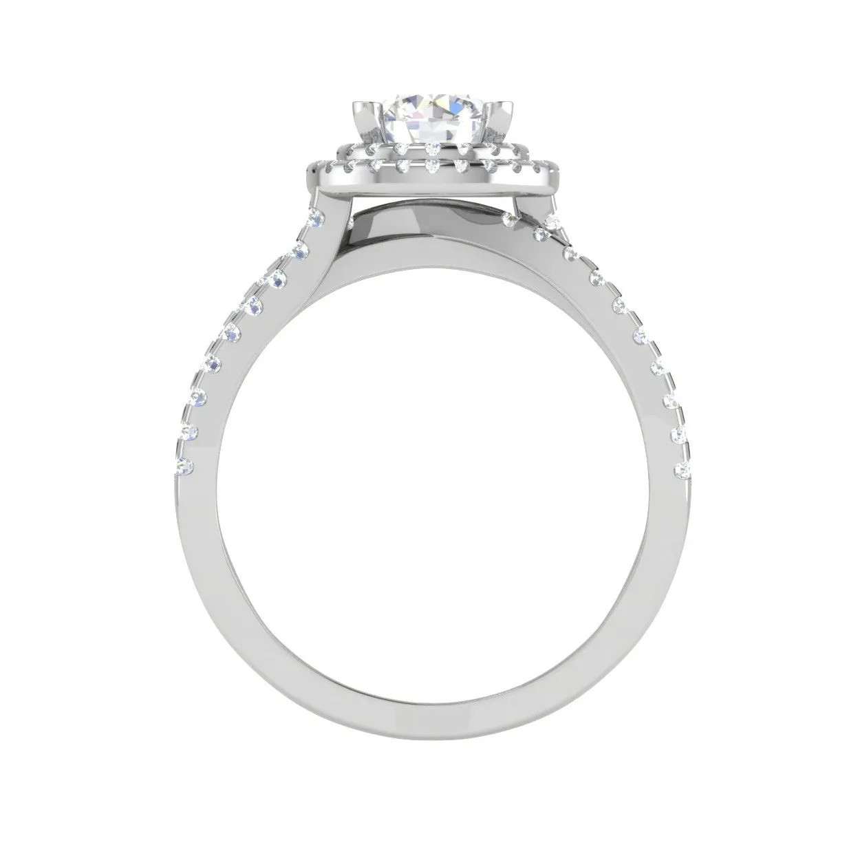 0.50 cts Solitaire Double Halo Diamond Split Shank Platinum Ring JL PT RH RD 214