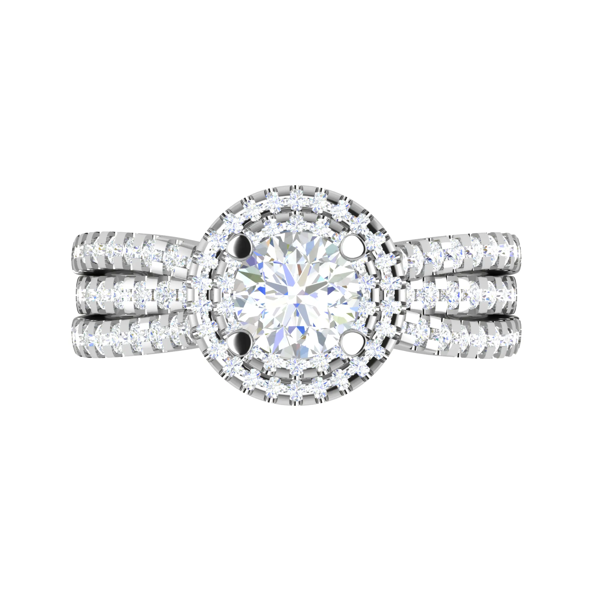 0.50 cts Solitaire Double Halo Diamond Split Shank Platinum Ring JL PT RH RD 214