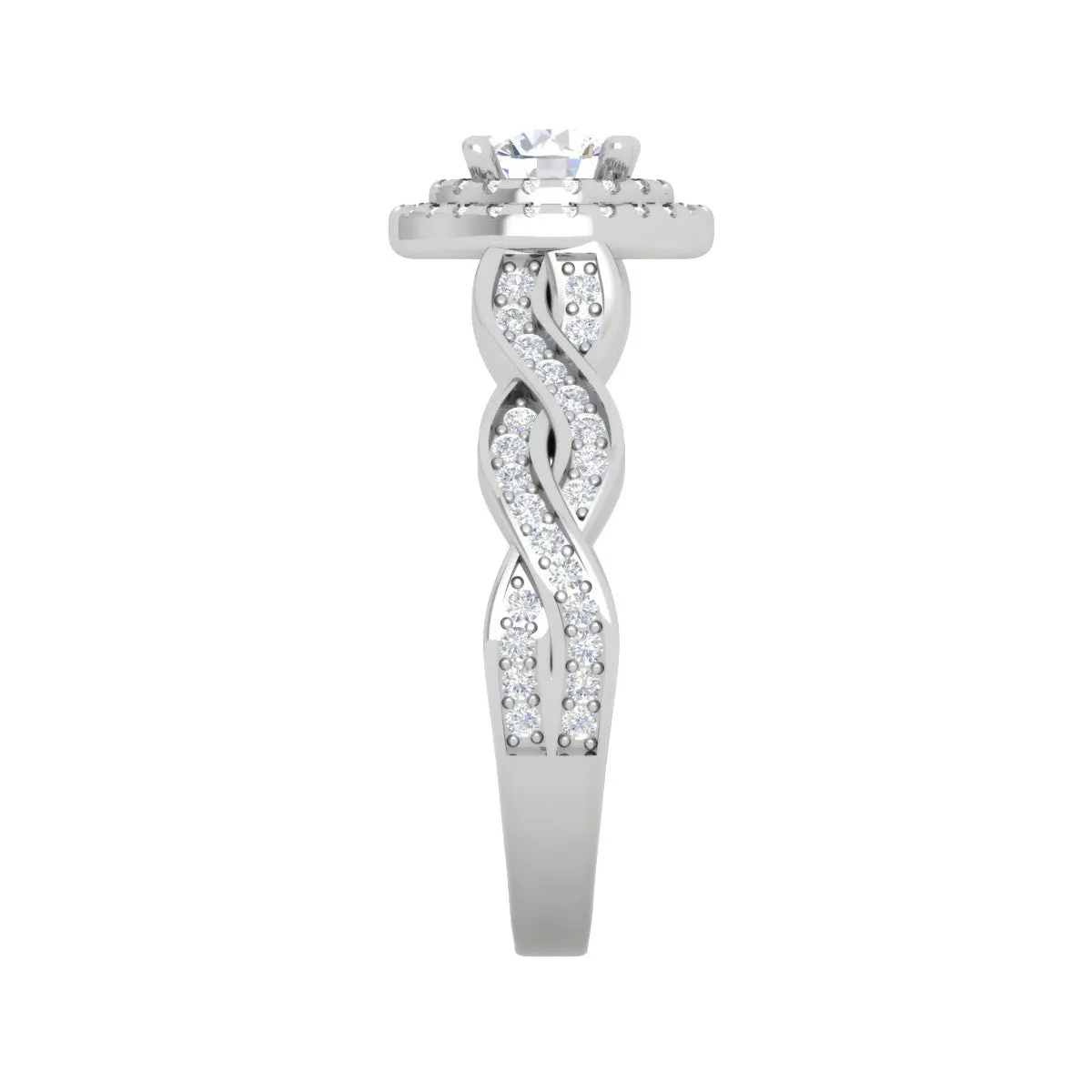 0.50 cts Solitaire Double Halo Diamond with Twisted Shank Platinum Ring JL PT RH RD 275