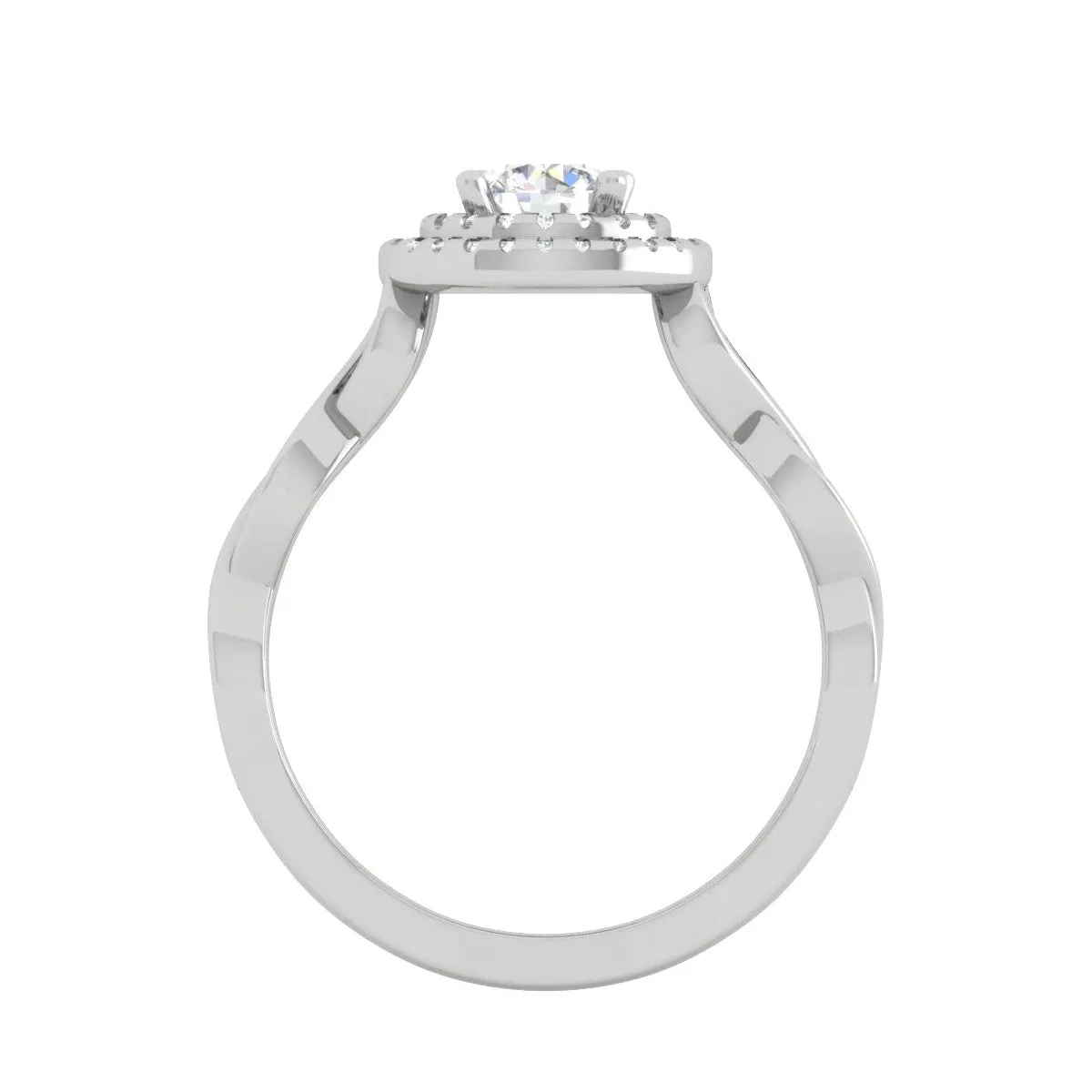 0.50 cts Solitaire Double Halo Diamond with Twisted Shank Platinum Ring JL PT RH RD 275