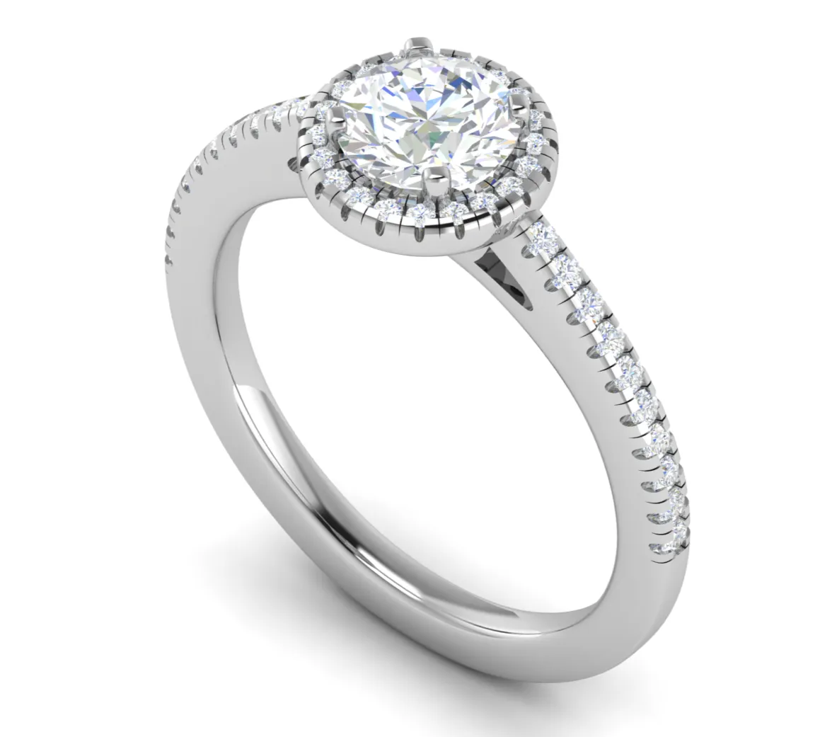 0.50 cts Solitaire Halo Diamond Shank Platinum Ring JL PT RH RD 114