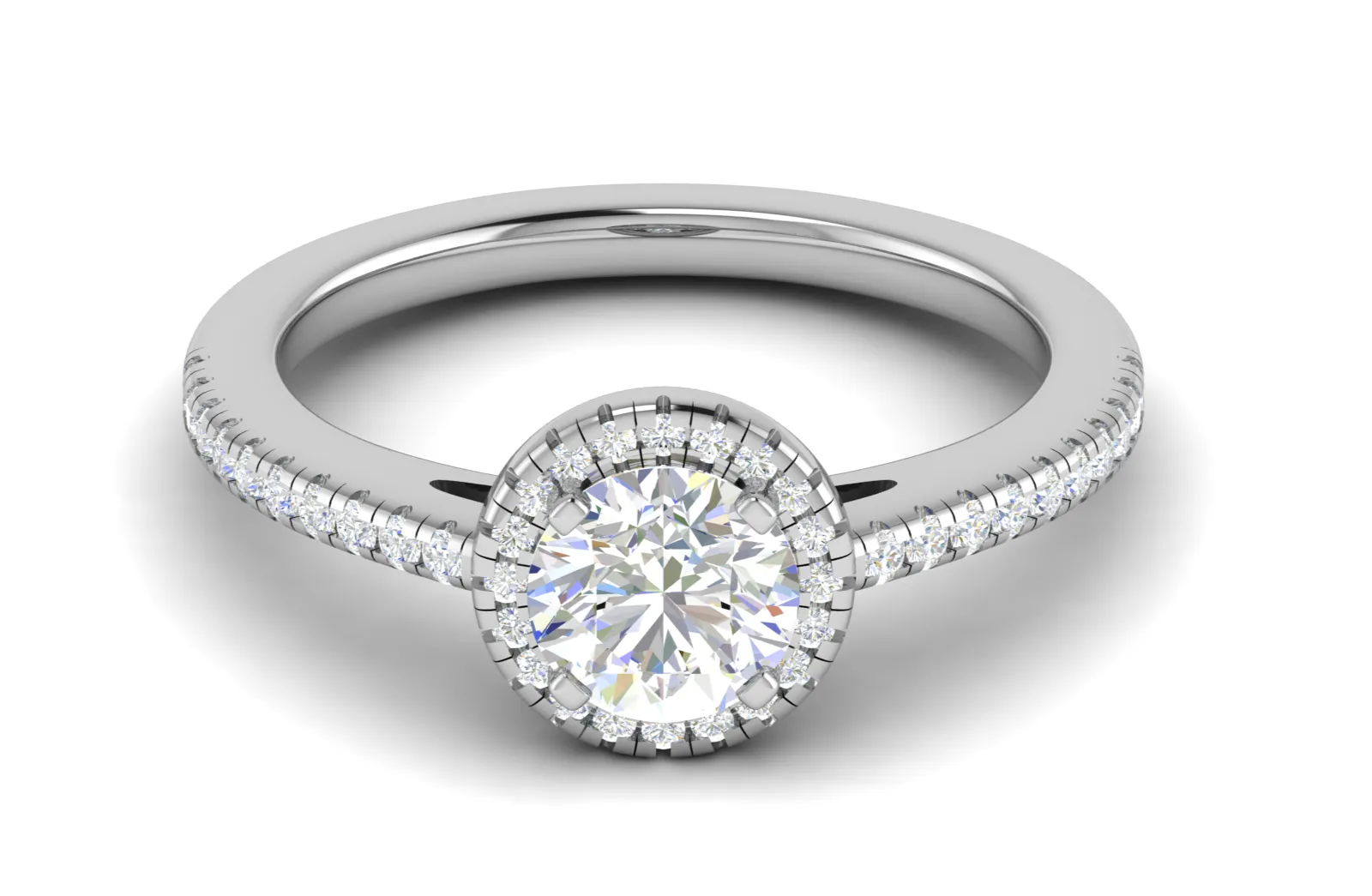 0.50 cts Solitaire Halo Diamond Shank Platinum Ring JL PT RH RD 114