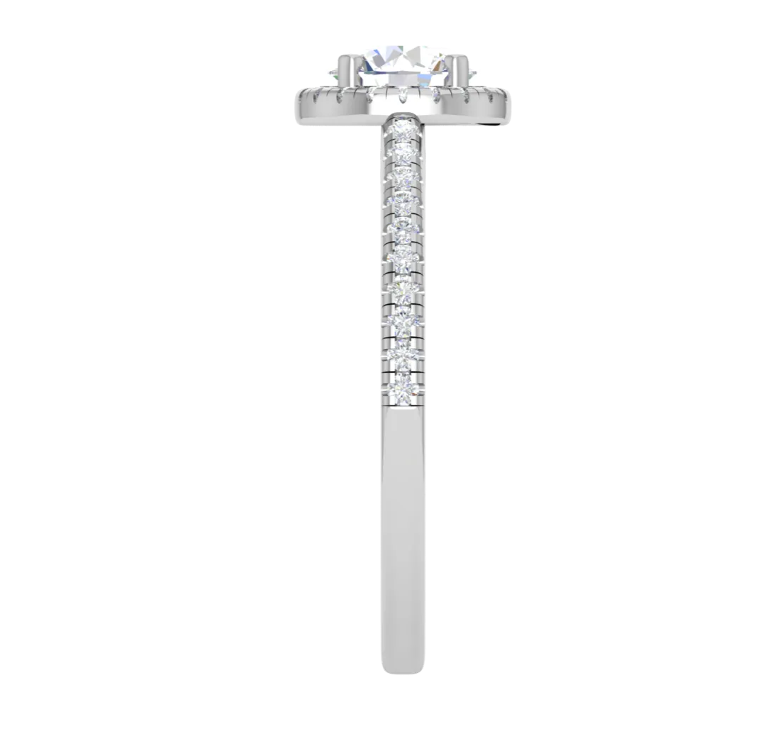 0.50 cts Solitaire Halo Diamond Shank Platinum Ring JL PT RH RD 114