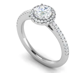 0.50 cts Solitaire Halo Diamond Shank Platinum Ring JL PT RH RD 114