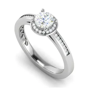 0.50 cts Solitaire Halo Diamond Shank Platinum Ring JL PT RH RD 205