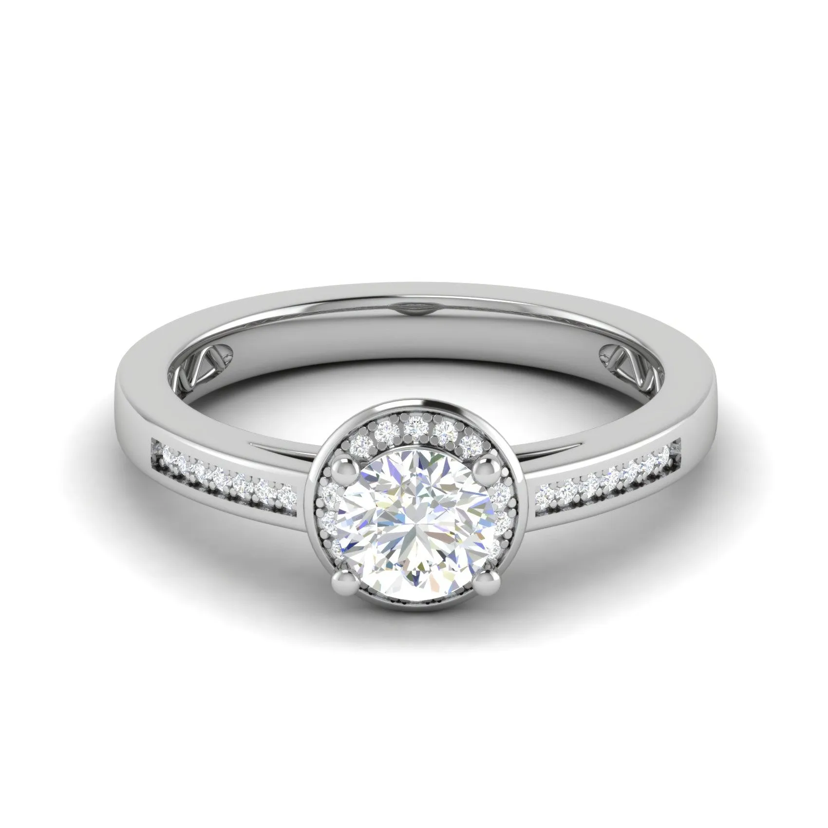 0.50 cts Solitaire Halo Diamond Shank Platinum Ring JL PT RH RD 205