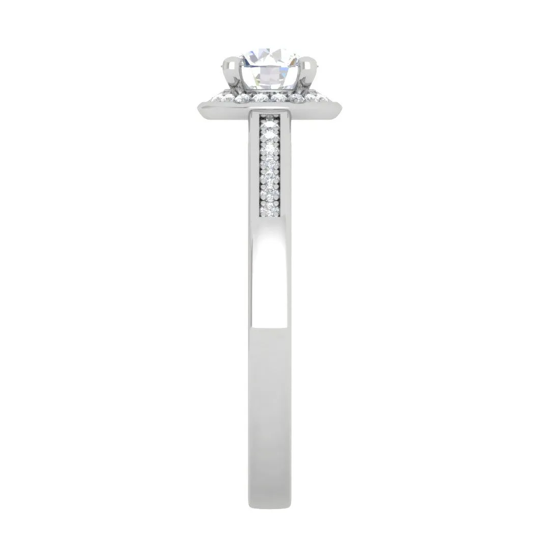 0.50 cts Solitaire Halo Diamond Shank Platinum Ring JL PT RH RD 205