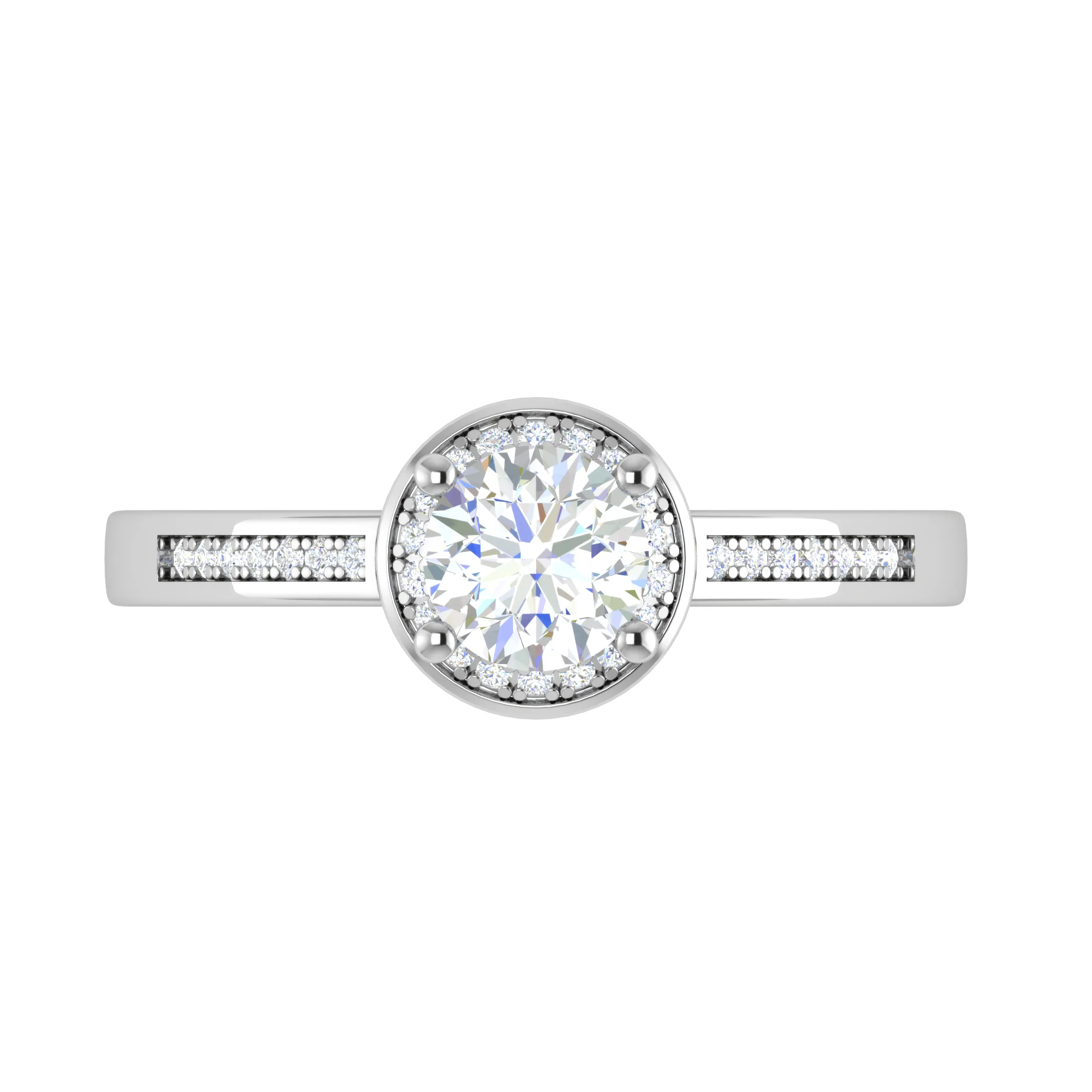 0.50 cts Solitaire Halo Diamond Shank Platinum Ring JL PT RH RD 205
