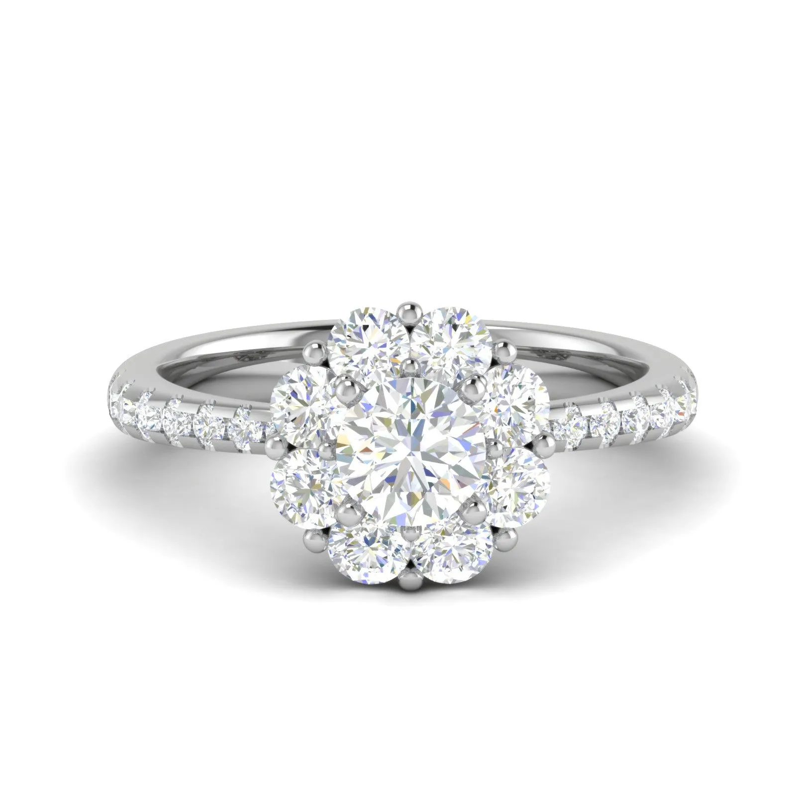 0.50 cts Solitaire Halo Diamond Shank Platinum Ring JL PT RH RD 228