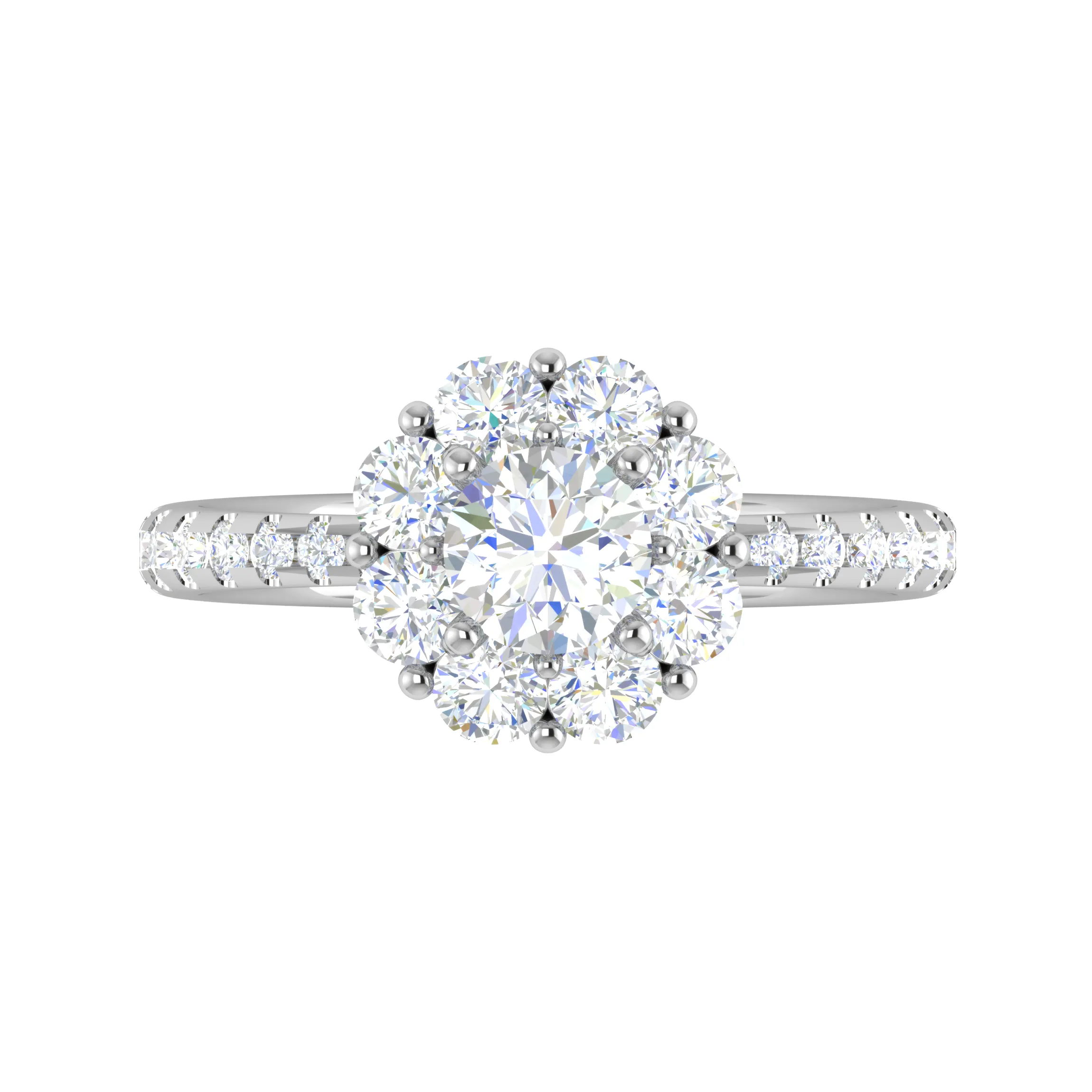 0.50 cts Solitaire Halo Diamond Shank Platinum Ring JL PT RH RD 228