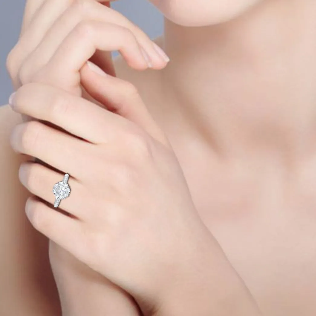 0.50 cts Solitaire Halo Diamond Shank Platinum Ring JL PT RH RD 228
