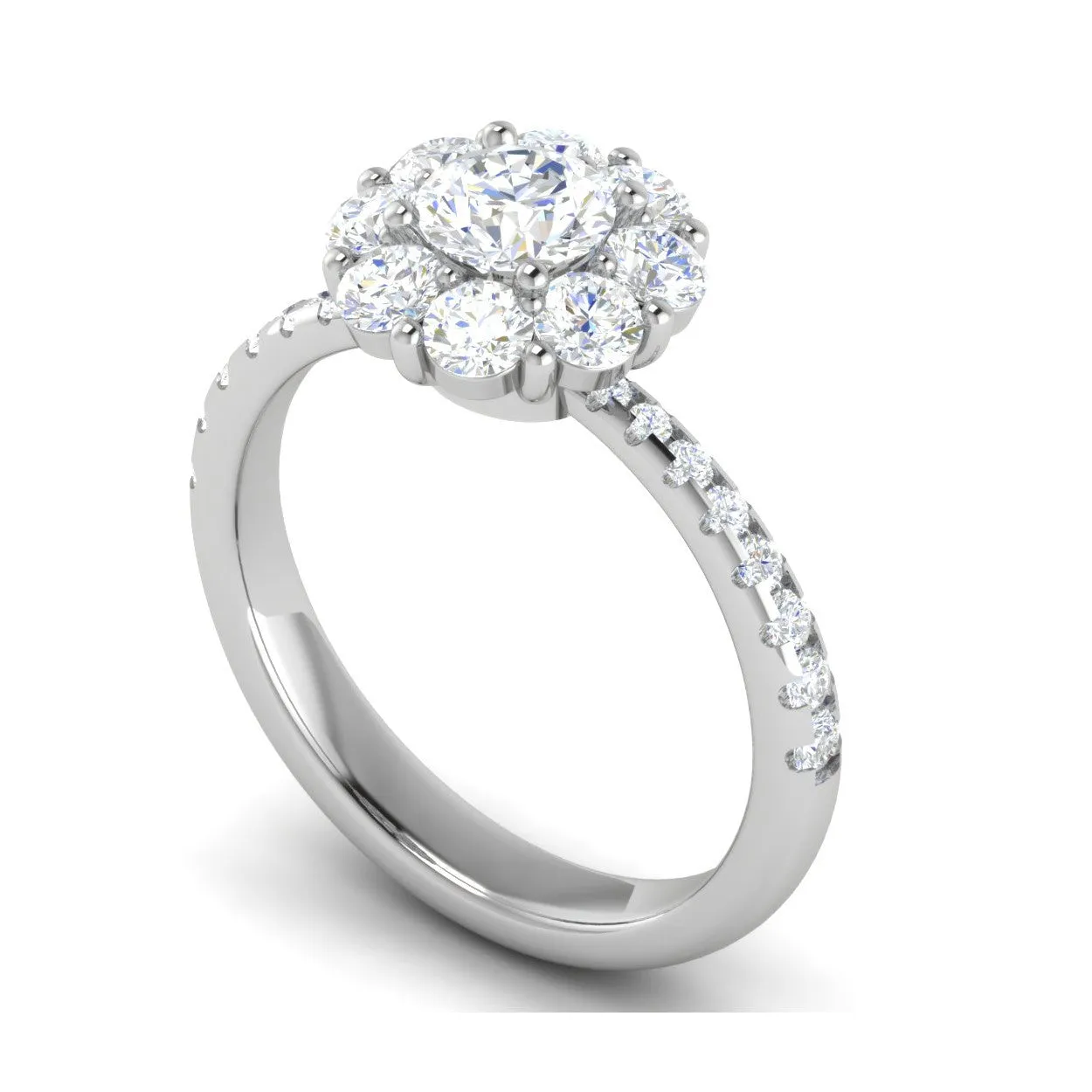 0.50 cts Solitaire Halo Diamond Shank Platinum Ring JL PT RH RD 228