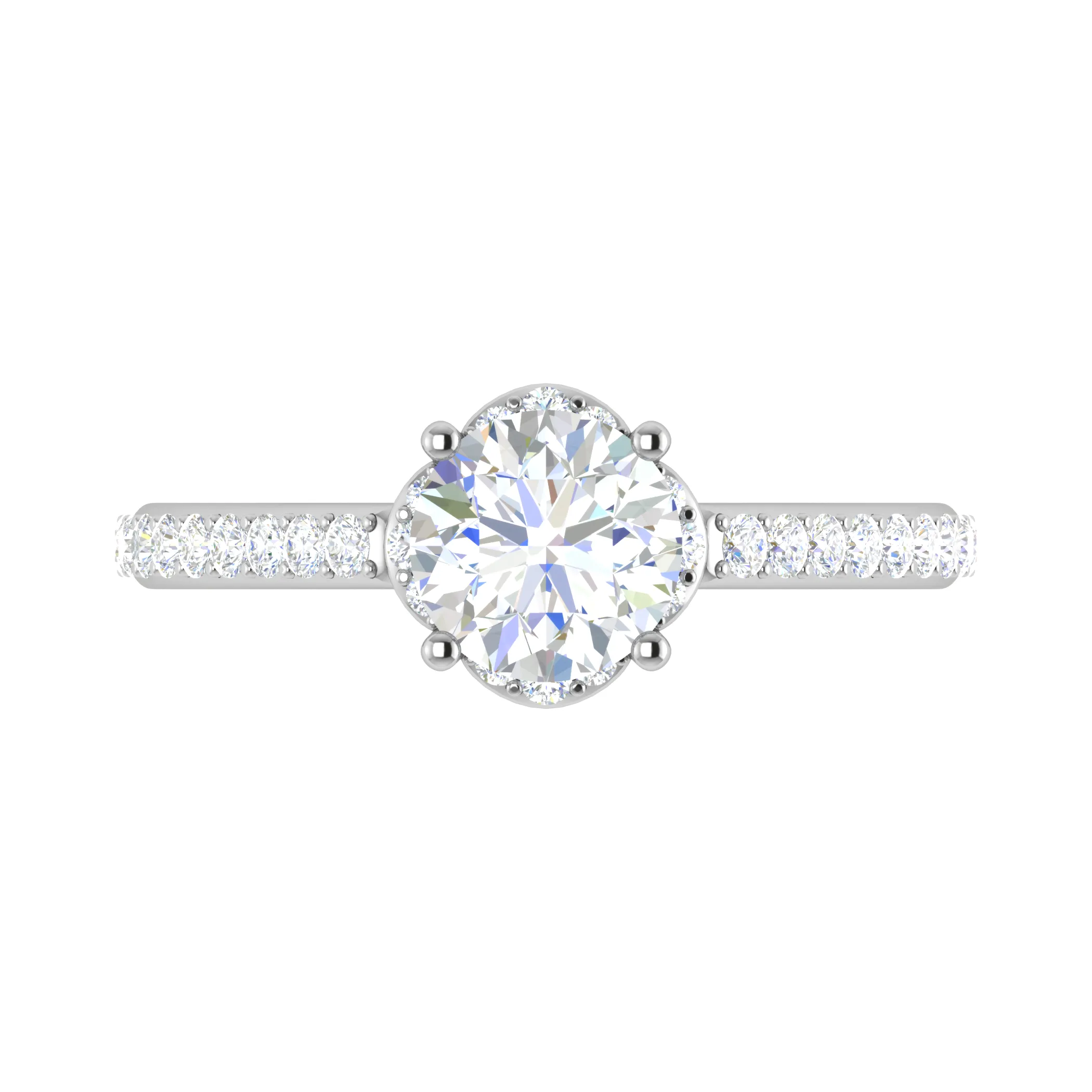 0.50 cts Solitaire Halo Diamond Shank Platinum Ring JL PT RH RD 238