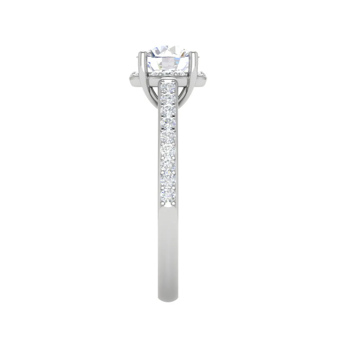 0.50 cts Solitaire Halo Diamond Shank Platinum Ring JL PT RH RD 238