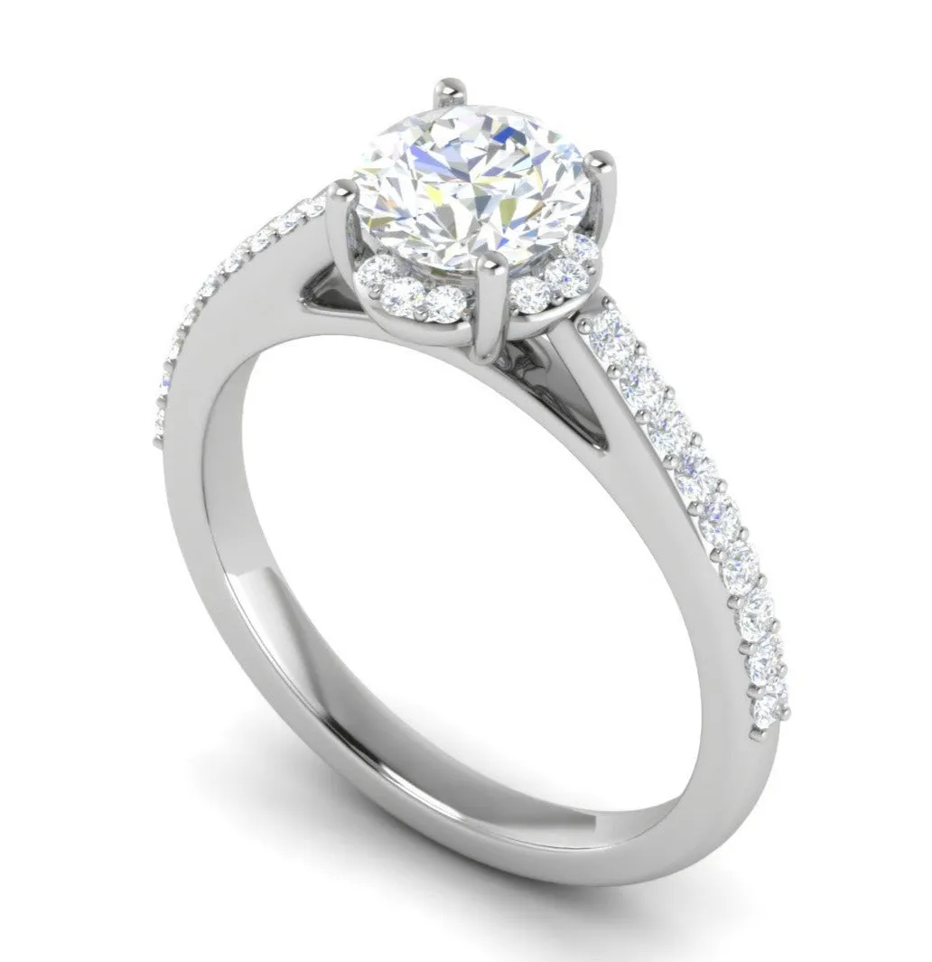 0.50 cts Solitaire Halo Diamond Shank Platinum Ring JL PT RH RD 238