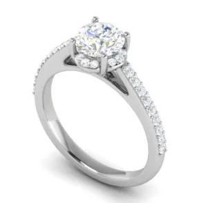 0.50 cts Solitaire Halo Diamond Shank Platinum Ring JL PT RH RD 238