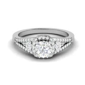 0.50 cts. Solitaire Platinum Halo Diamond Split Shank Engagement Ring  for Women JL PT WB6020