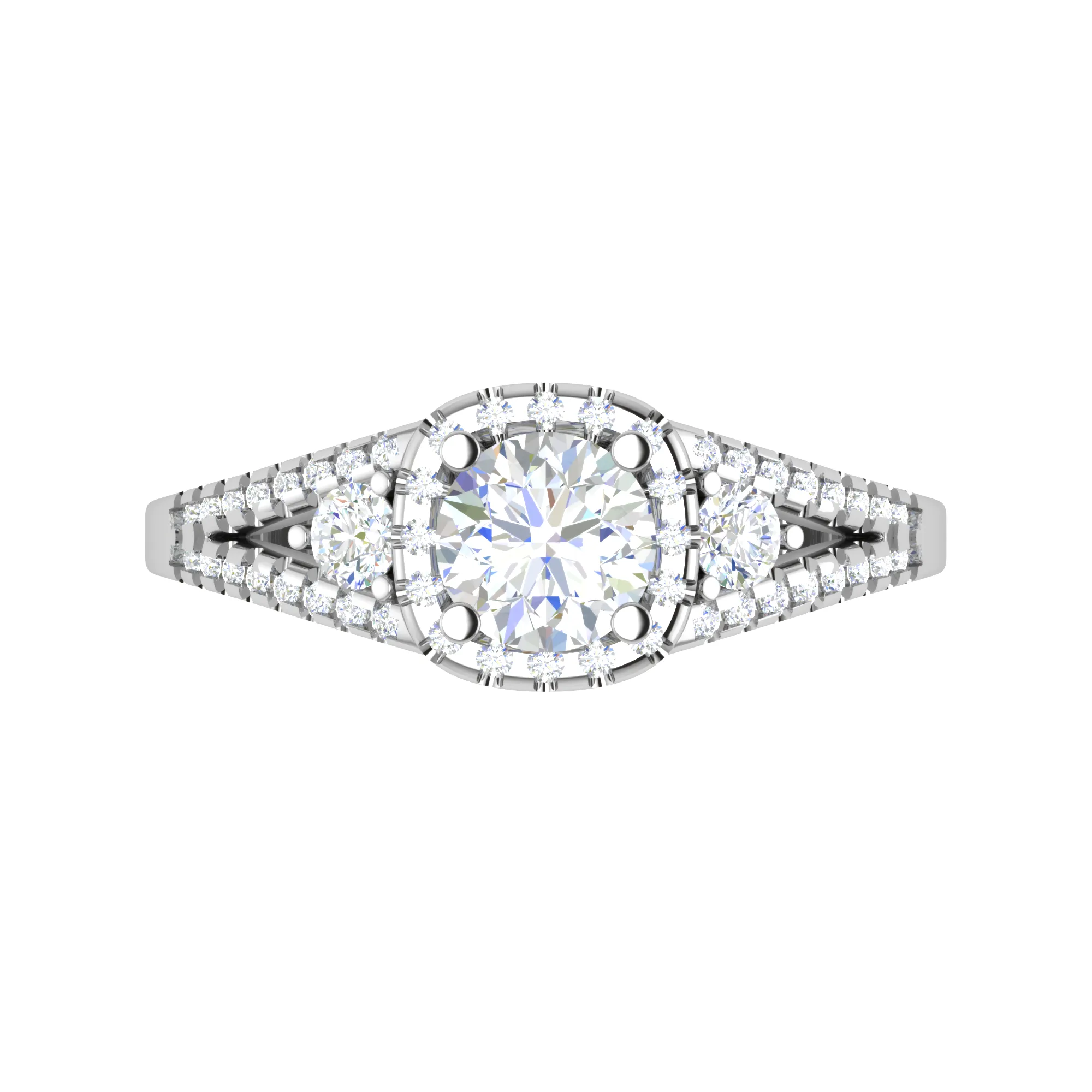0.50 cts. Solitaire Platinum Halo Diamond Split Shank Engagement Ring  for Women JL PT WB6020