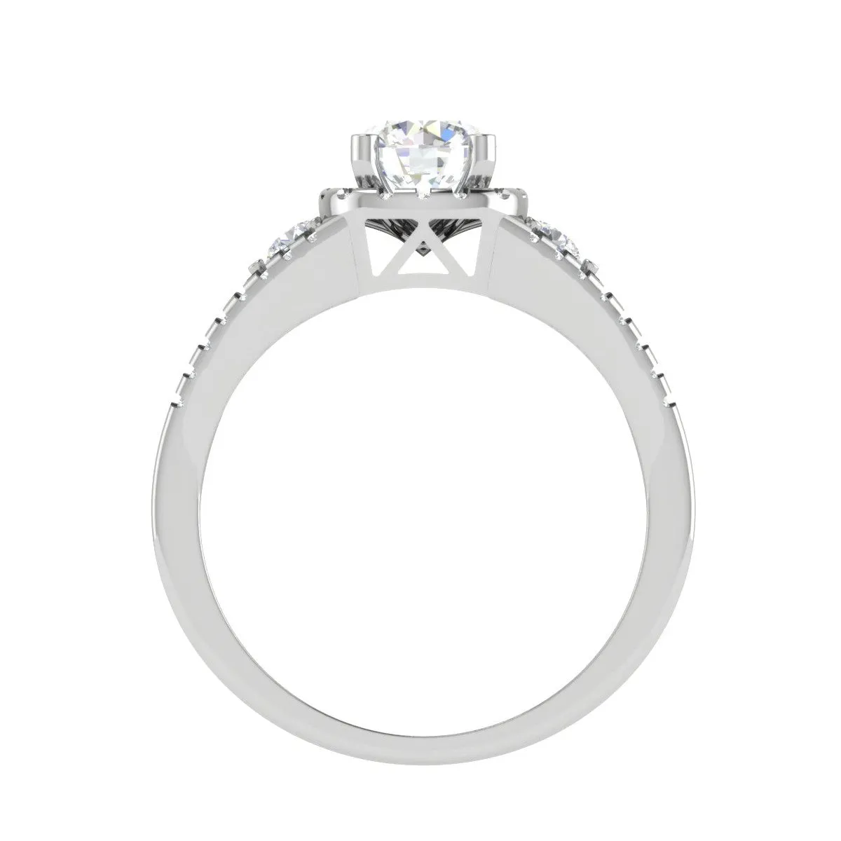 0.50 cts. Solitaire Platinum Halo Diamond Split Shank Engagement Ring  for Women JL PT WB6020