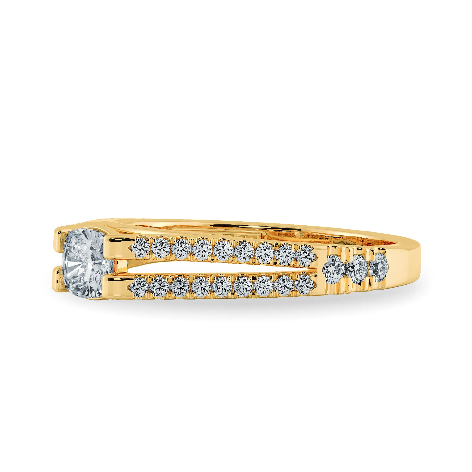 0.50cts. Cushion Cut Solitaire Diamond Split Shank 18K Yellow Gold Ring JL AU 1179Y-A