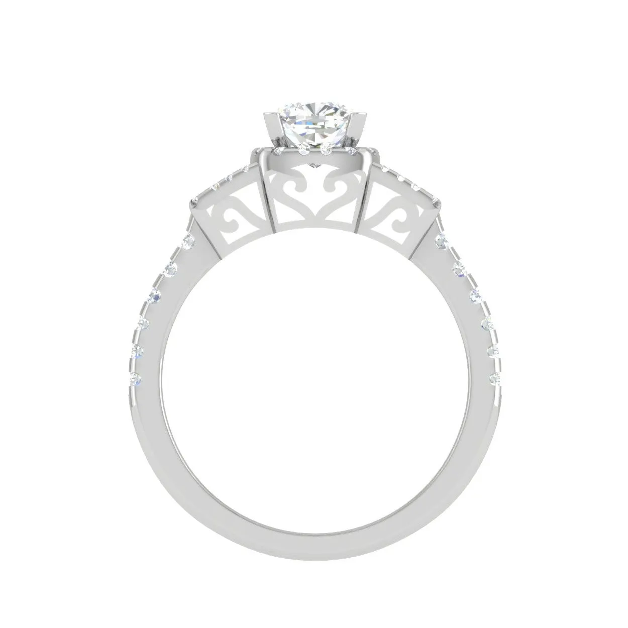 0.50cts. Cushion Solitaire with Emerald Cut Diamond Platinum Ring JL PT R3 CU 175