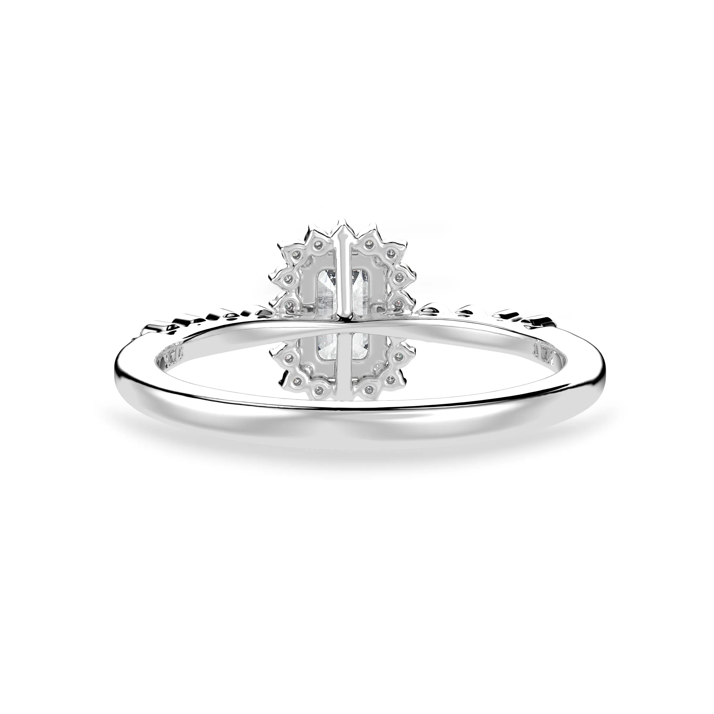 0.50cts Emerald Cut Solitaire Diamond Accents Shank Platinum Ring JL PT 1250-A