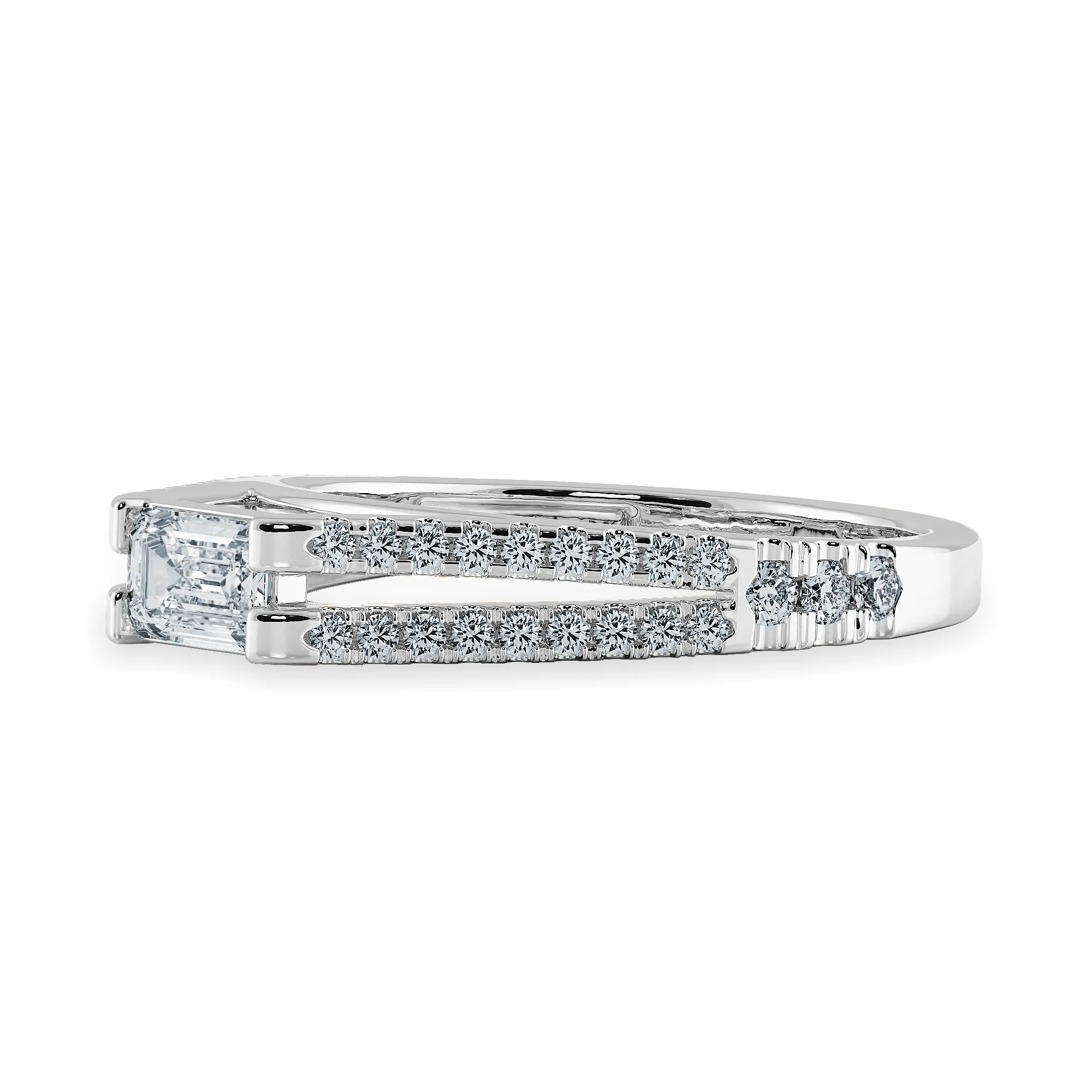 0.50cts Emerald Cut Solitaire Diamond Split Shank Platinum Ring JL PT 1180-A