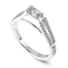 0.50cts Emerald Cut Solitaire Diamond Split Shank Platinum Ring JL PT 1180-A