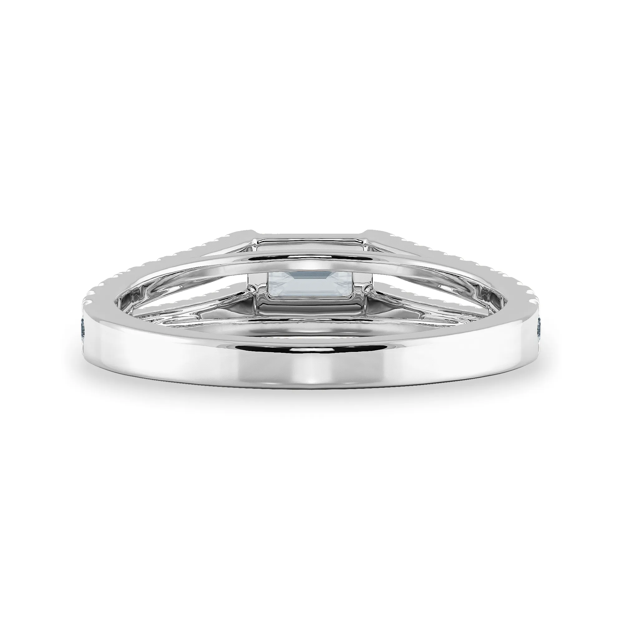 0.50cts Emerald Cut Solitaire Diamond Split Shank Platinum Ring JL PT 1180-A