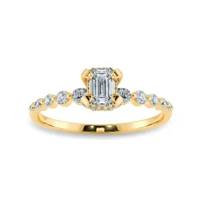 0.50cts. Emerald Cut Solitaire Halo Diamond Accents 18K Yellow Gold Ring JL AU 2006Y-A