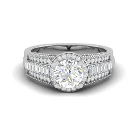 0.50cts Halo Solitaire Halo Diamond Split Shank Platinum Ring JL PT TRG130020