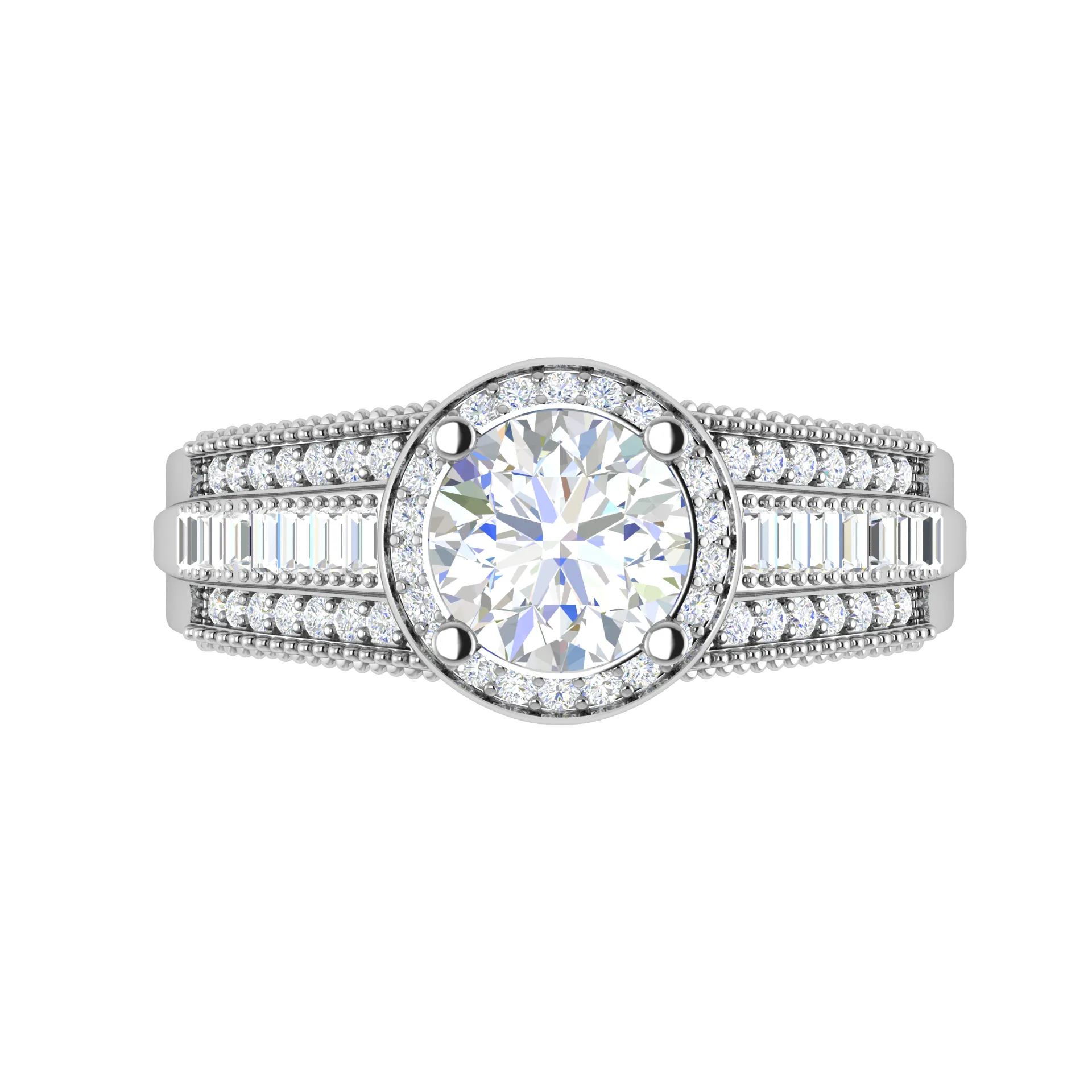 0.50cts Halo Solitaire Halo Diamond Split Shank Platinum Ring JL PT TRG130020