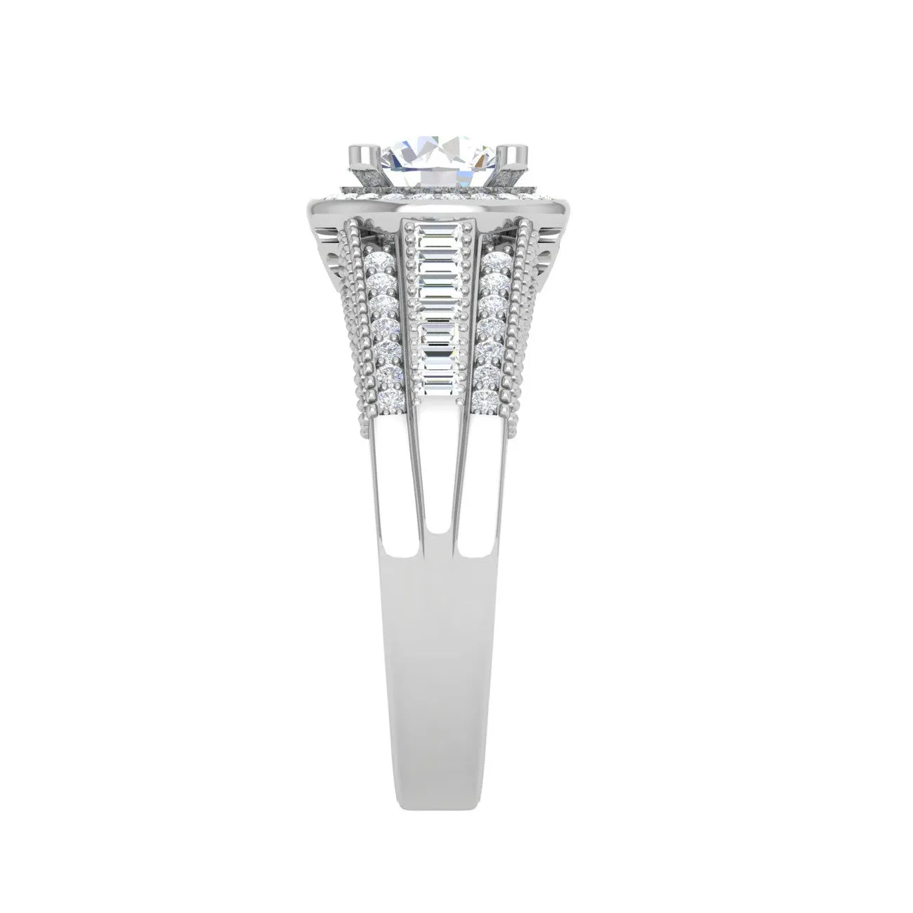 0.50cts Halo Solitaire Halo Diamond Split Shank Platinum Ring JL PT TRG130020