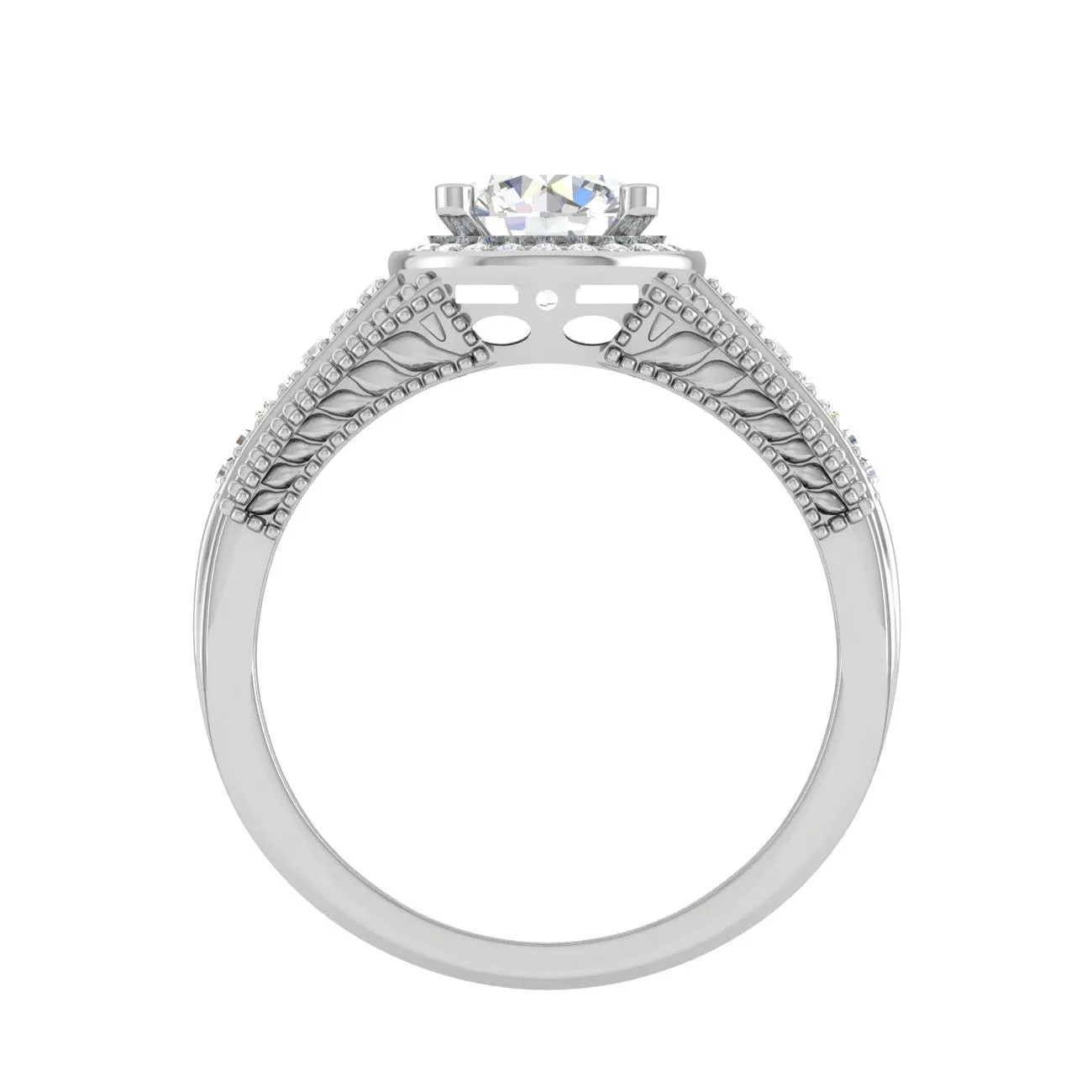 0.50cts Halo Solitaire Halo Diamond Split Shank Platinum Ring JL PT TRG130020