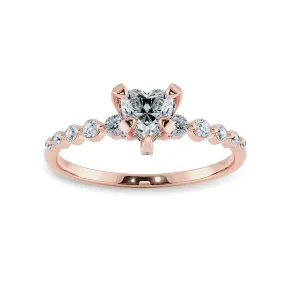 0.50cts. Heart Cut Solitaire Halo Diamond Accents 18K Rose Gold Ring JL AU 2007R-A