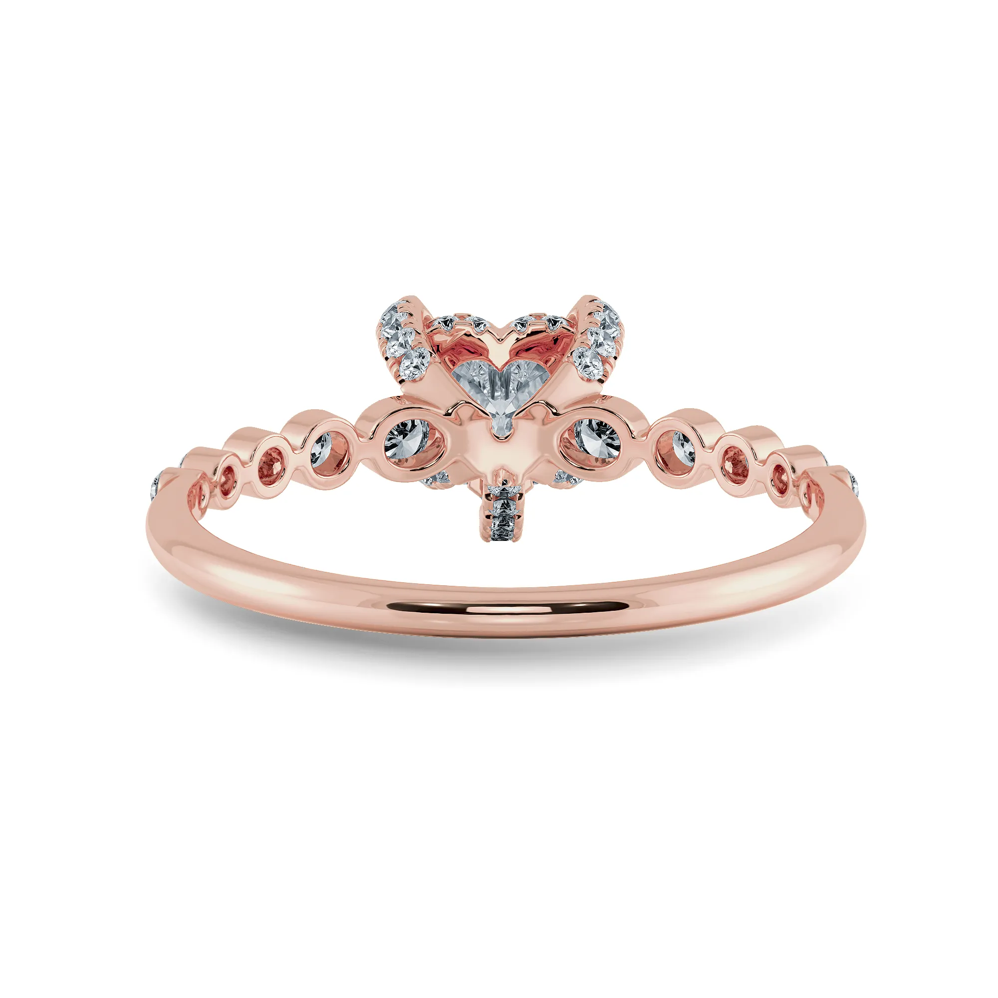 0.50cts. Heart Cut Solitaire Halo Diamond Accents 18K Rose Gold Ring JL AU 2007R-A