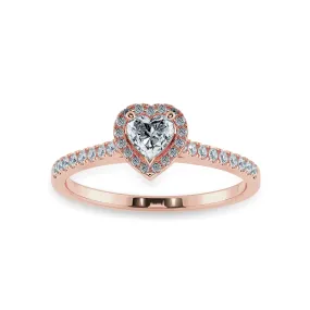 0.50cts. Heart Cut Solitaire Halo Diamond Shank 18K Rose Gold Ring JL AU 1198R-A